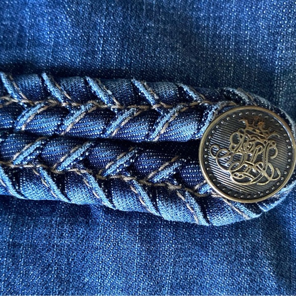 Military style Chico's Denim Style Jacket With Braided Button Detail - Picture 4 of 4